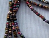 antique VINTAGE French steel bead strand mixed colors supplies trim pursre repiar