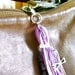 Purple and White Easter Beaded Purse Tassel or Charm with Sterling Silver Cross