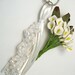 White Beaded Wedding Tassel Keychain with Pearls and Silk