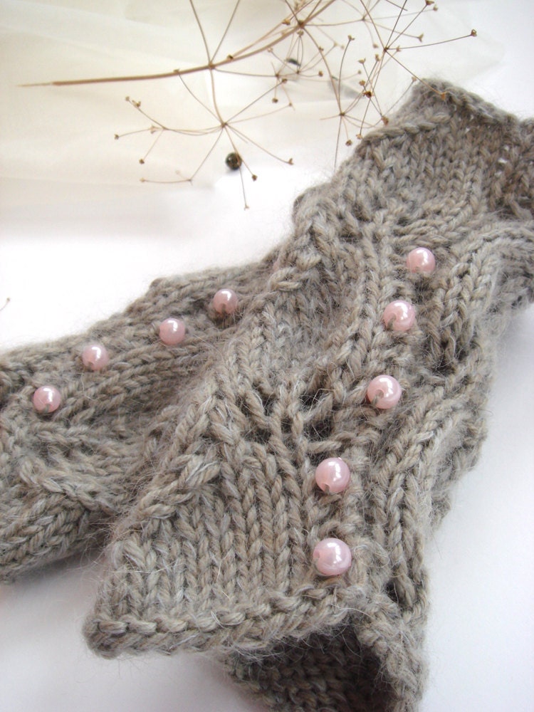 Lace Fingerless Gloves, women armwarmers, knit fingerless mitten gloves