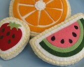 Felt Orange Watermelon and Strawberry Iced Sugar Cookies