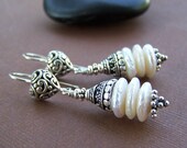 Wedded Bliss Earrings - Freshwater Coin Pearl Stack and Sterling Silver
