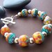 Sunday Bracelet - Lampwork Glass Bead and Sterling Silver Beaded Bracelet