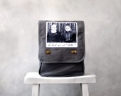 Field Bag / Messenger Bag - Gray Canvas Bag -  He Had Me at Hello - Vintage Photo