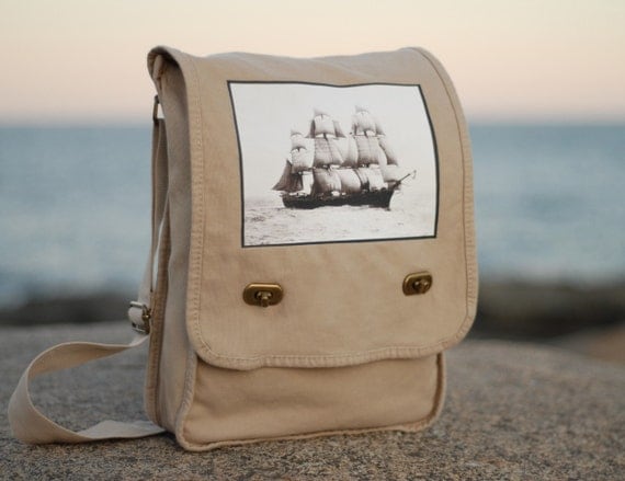 Messenger Bag - The Volage - Vintage Photograph - Nautical - School Bag -  Canvas Bag