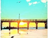 Coney Island Photography, Wall Decor, Beach, Sunset Photography 12x18