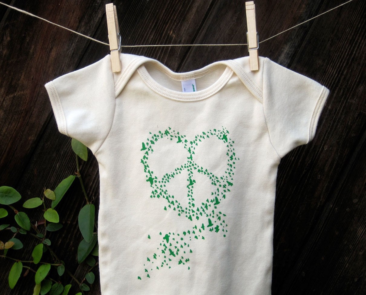 ORGANIC Peace Birds Baby Onesie
