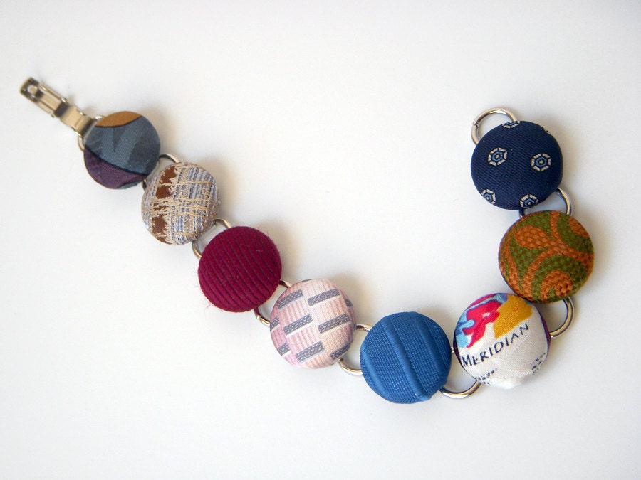 Multicolor Recycled Necktie Bracelet - Meridian Wine Label