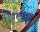 Scarf with pocket  in green and blue READY TO SHIP