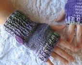 Fingerless gloves in purple, lavender and grey READY TO SHIP