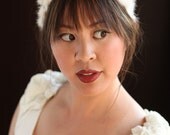 White Fur Rhinestone Headband Vintage Winter Bride Wedding