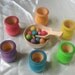 Montessori Toy Rainbow Matching and Sorting Game in a Tin Box - Wooden Ball, Scoop and Cups Play Set for Boys and Girls