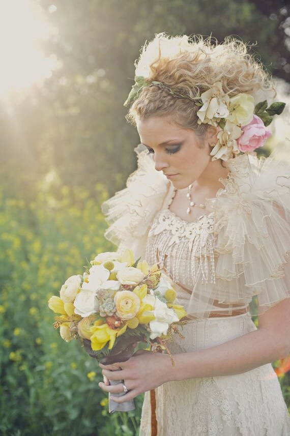 Bridal hair piece, wedding hair accessories, weddings, rustic wedding, barn wedding, spring wedding, summer wedding, dramatic, pastel