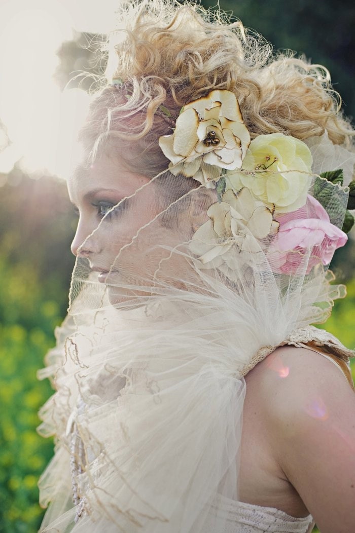 Bridal hair piece, wedding hair accessories, weddings, rustic wedding, barn wedding, spring wedding, summer wedding, dramatic, pastel