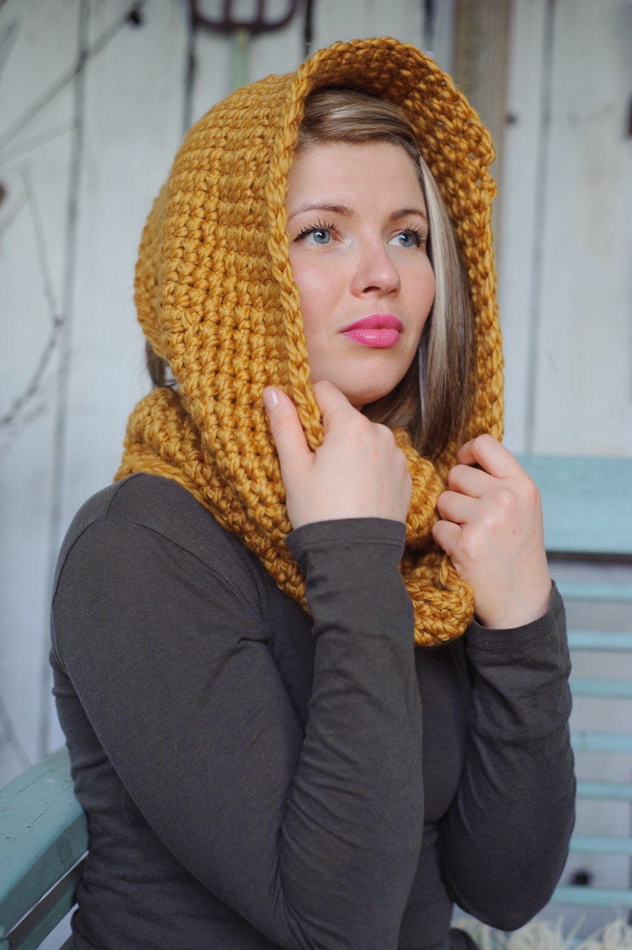 Infinity scarf, chunky scarf, chunky infinity scarf, yellow scarf, mustard scarf, golden, cowl, easter, spring scarf, winter scarf