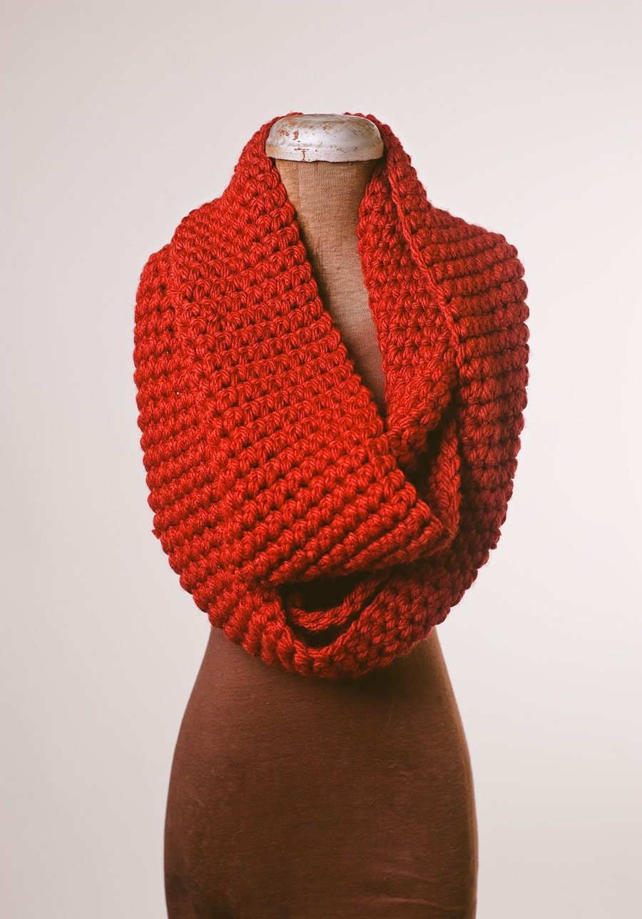 Red infinity scarf, chunky infinity scarf, fall, winter, spring, mothers day, circle scarf, loop scarf