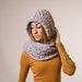 Gray hooded scarf, chunky scarf, gray scarf, pewter, winter, fall, spring, scoodie, mothers day