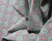 Cotton Fabric: Sweet Tooth Teal Medallion  - 1/2 YD - FabricFascination
