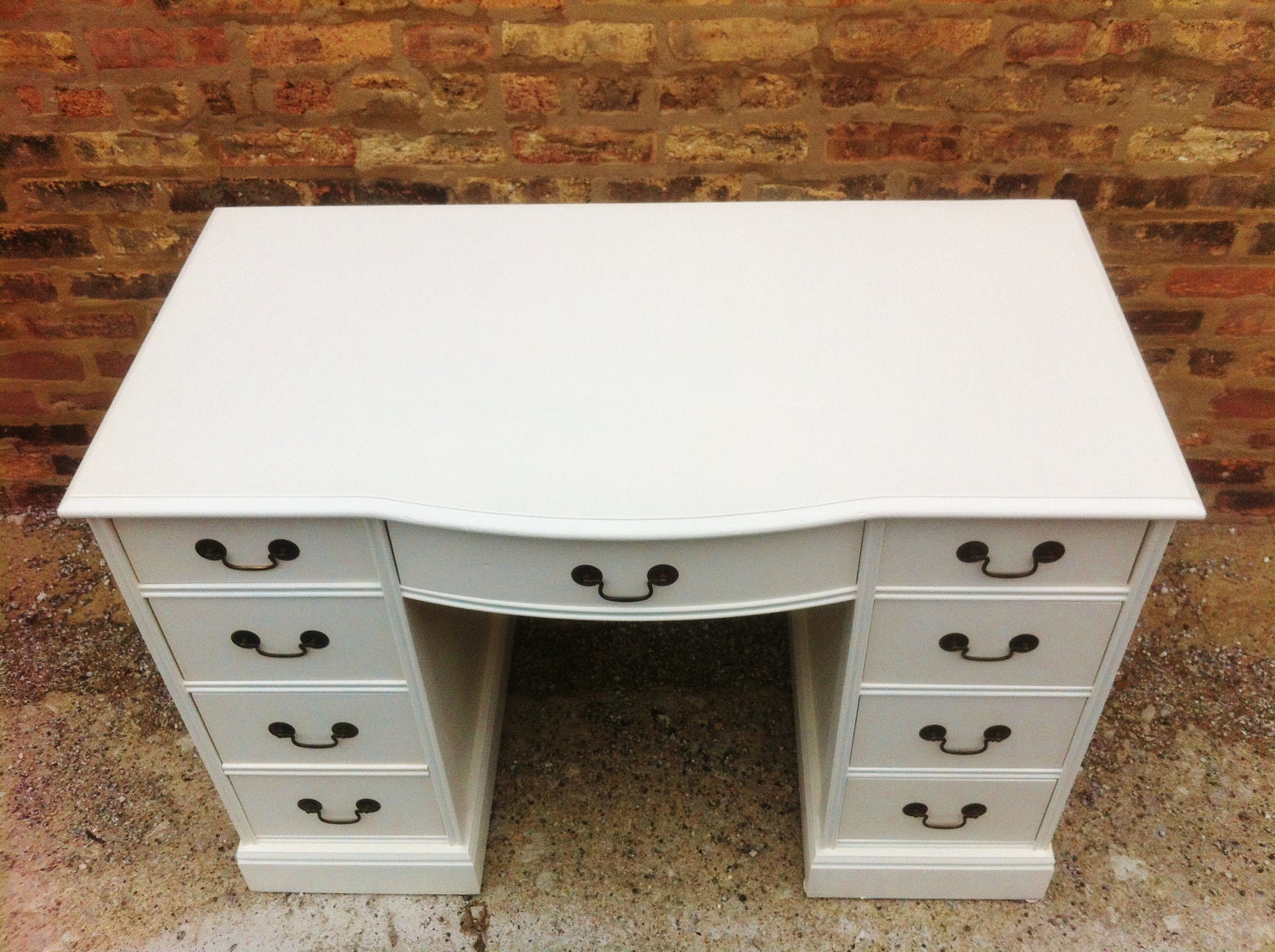 Vintage Desk In Crisp White