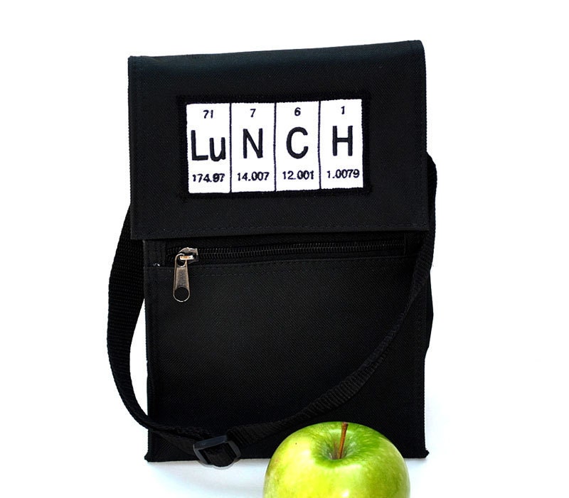 Geeky   Chemistry Lunch Bag  Black Neoprene Insulated with Adjustable Strap