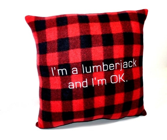 Lumberjack Red Plaid Fleece Pillow