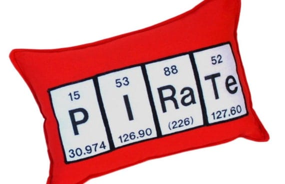 Pirate Red Felt Chemical Elements Pillow