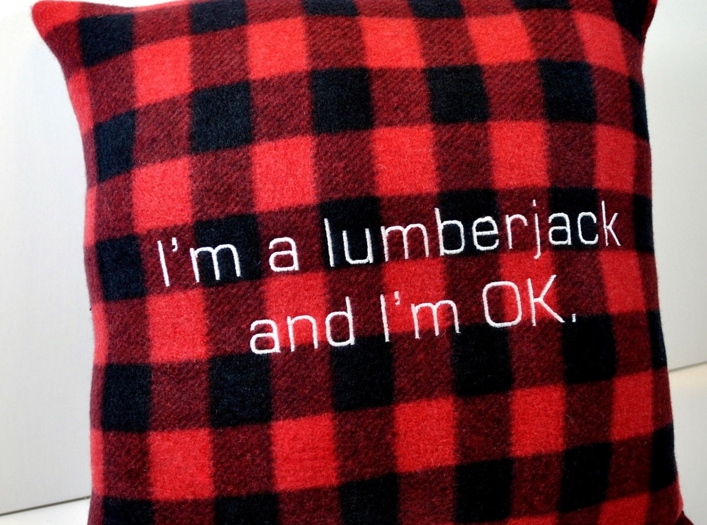 Lumberjack Red Plaid Fleece Pillow