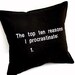 Procrastination Funny Quote Black Cotton Embroidered Pillow