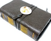 Leather Journal or Sketchbook with Handmade Porcelain Adornment