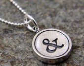 Ampersand Necklace - Silver Initial Typewriter Key Charm Necklace - Gwen Delicious Jewelry Design