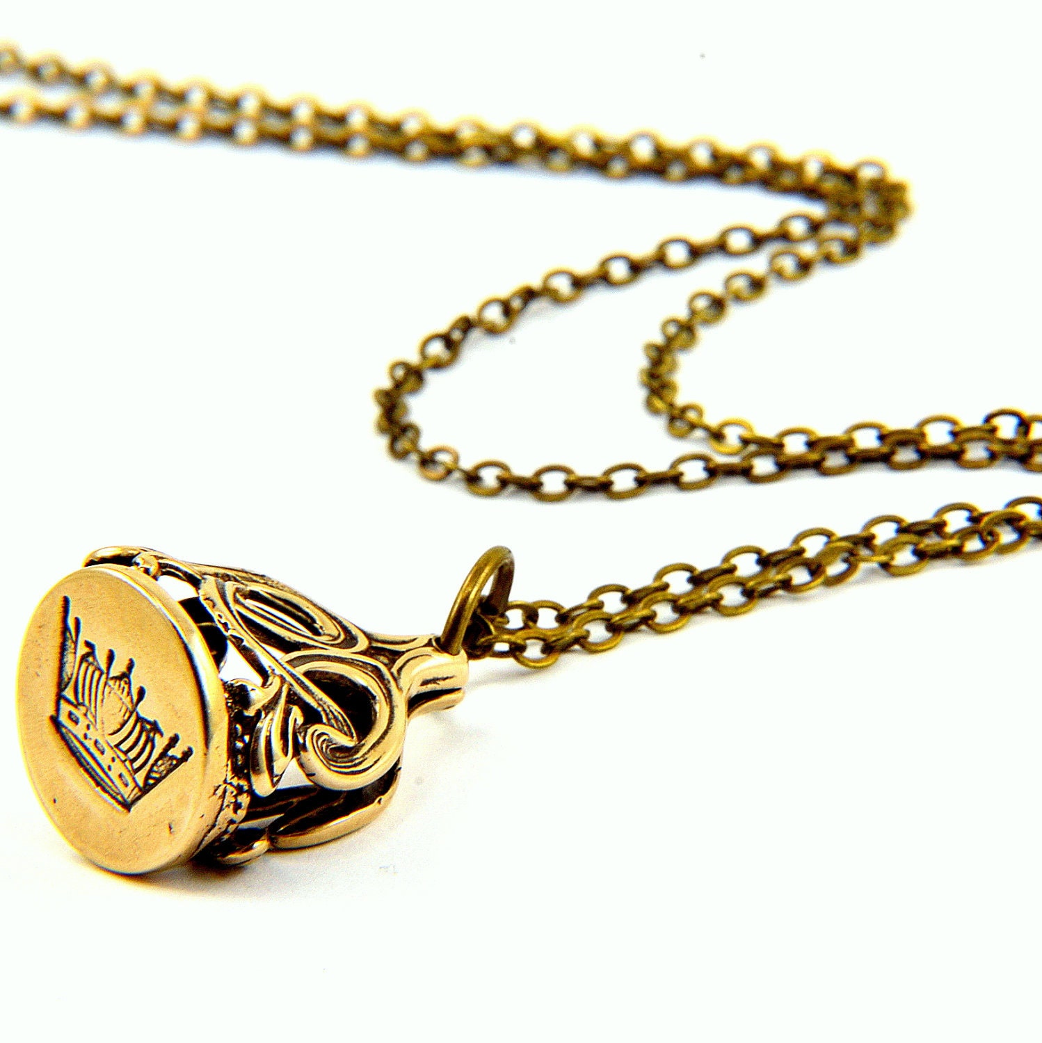 CROWN Wax Seal Stamper Necklace by Gwen Delicious Jewelry - Usable Seal Stamp