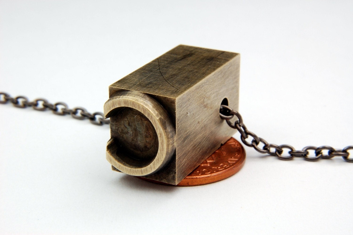 Letter C  Letterpress Necklace - Brass Initial Personalized - Other Letters Available