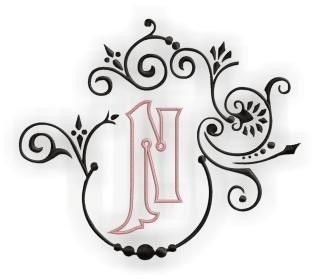 Natalya Font Frame with outline center monogram - FONT INCLUDED - for Machine Embroidery Monogram Fonts - 4 sizes MS211