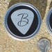 Guitar Pick Tin with Initial personalized pick holder for guitarists and musicians Matte Black & Silver