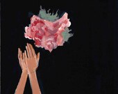 You're Next . bridesmaid gift . wedding bouquet art print of acrylic painting