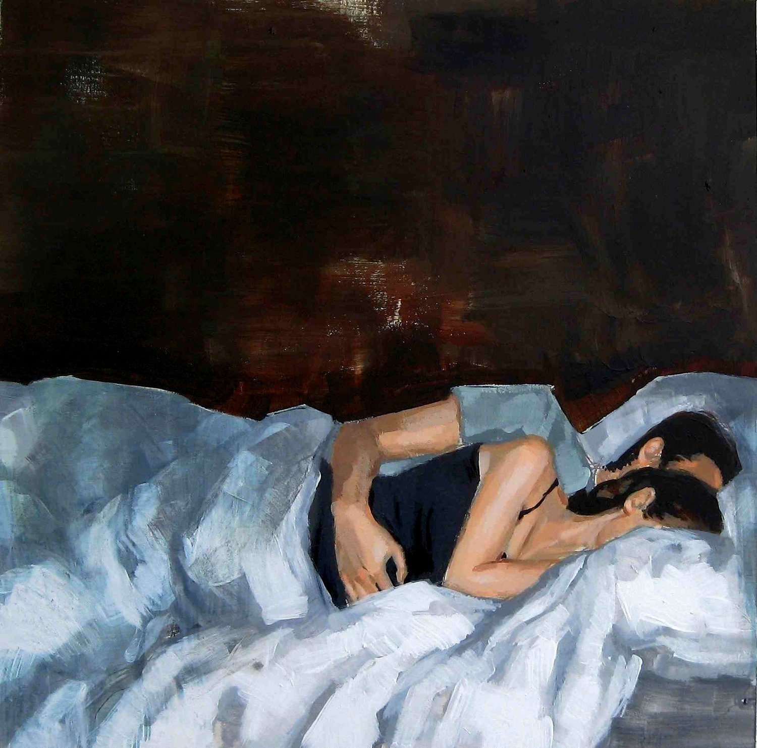 NOVEMBER . large giclee art print of original couple in love acrylic painting