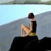 Lava Rocks . giclee art print from original painting of woman by the sea