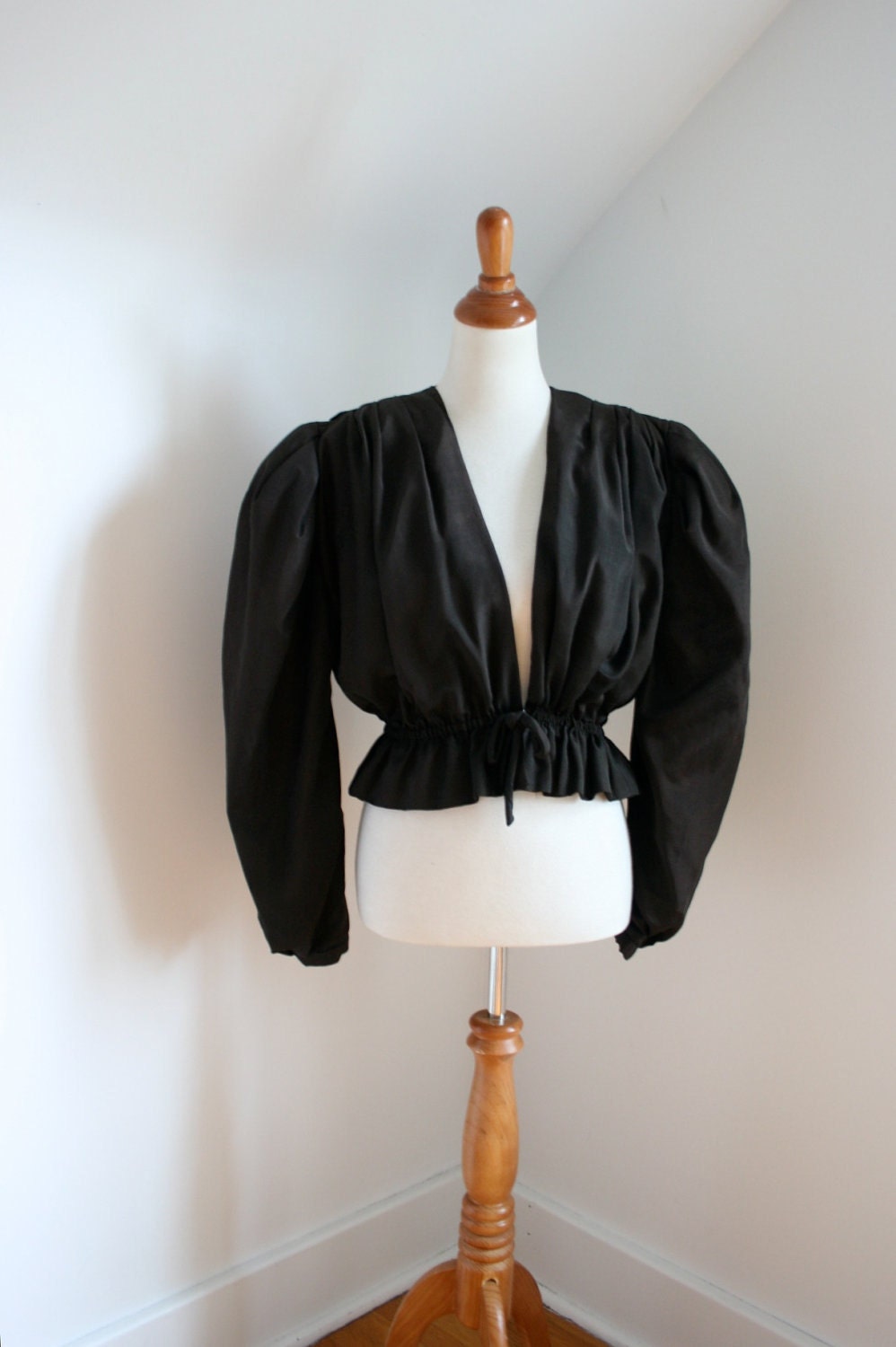 Vintage Victorian Style Jacket Moire Taffeta Puffed Sleeves