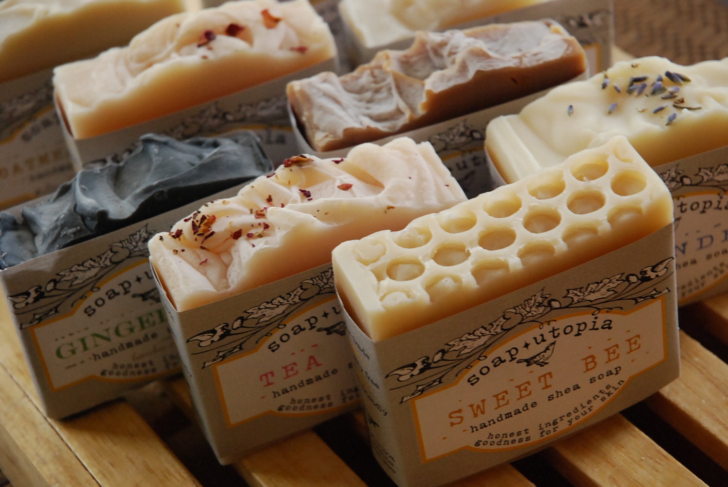Four bars of handmade Soap - cold process by Soap Utopia - 5 dollar shipping in Canada and discounted to the U.S.