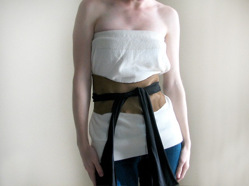 RAW Leather Belt. Jersey Sash and Natural Edge Leather Belt MORE COLORS