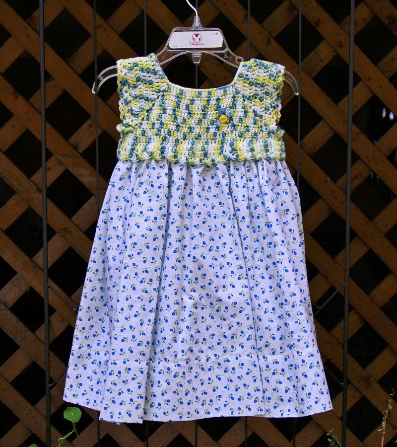 Roses are Blue Girl's Spring Cotton Babydoll Dress Size 12 - 18 Months