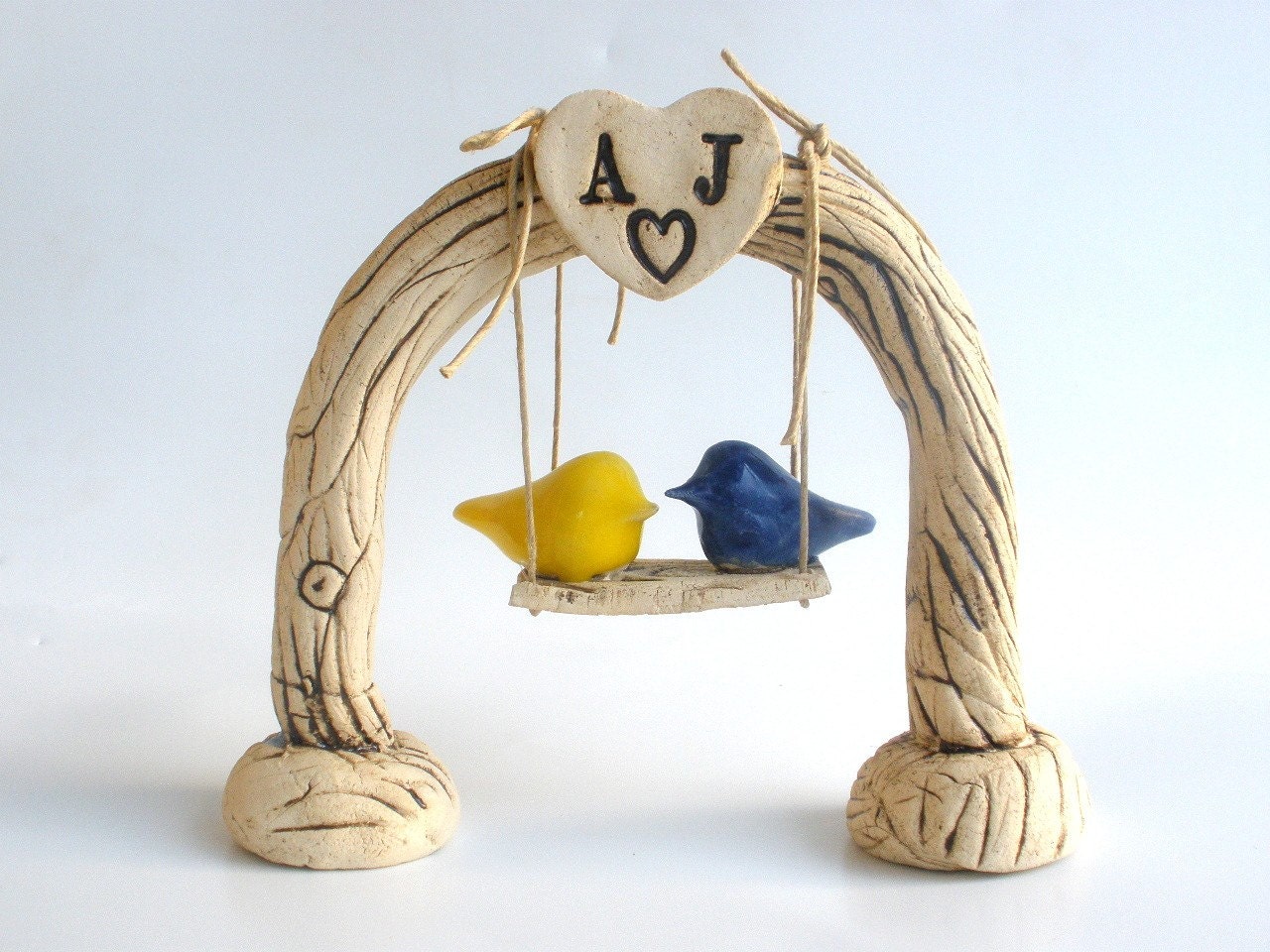 Swing wedding cake topper  Rustic Custom love birds swing on a swing