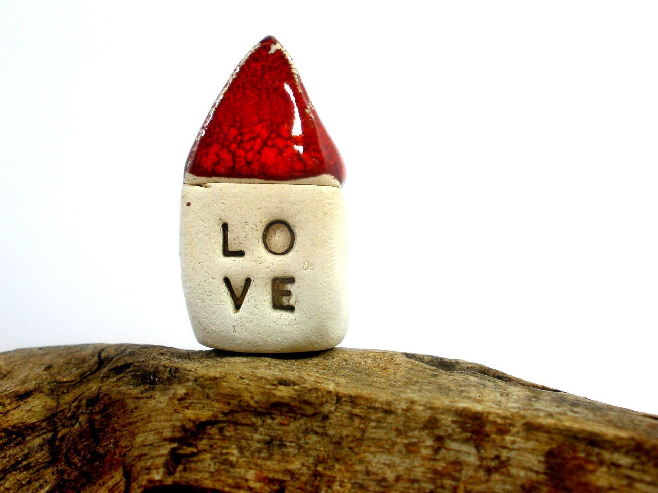 Red Love house  - miniature houses  Little rustic houses Red house Engagement gift Valentine day - orlydesign