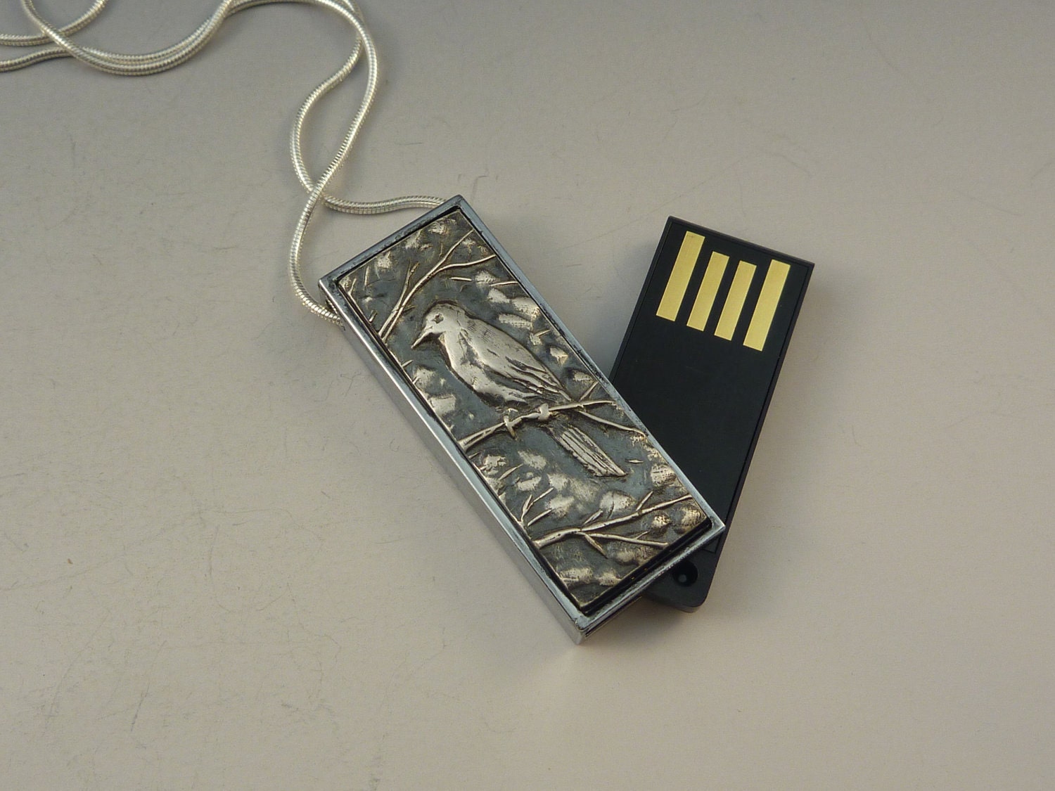 USB flash drive necklace - handmade art jewelry