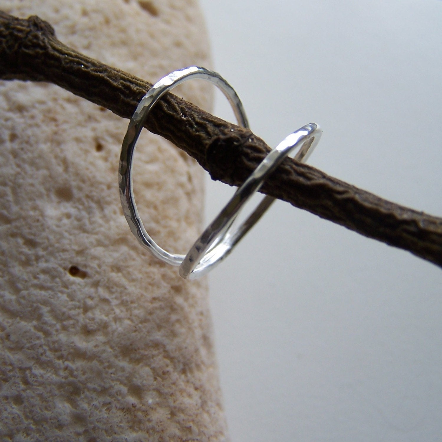 The Gemini Ring - Size 6 - Hammered Sterling Silver