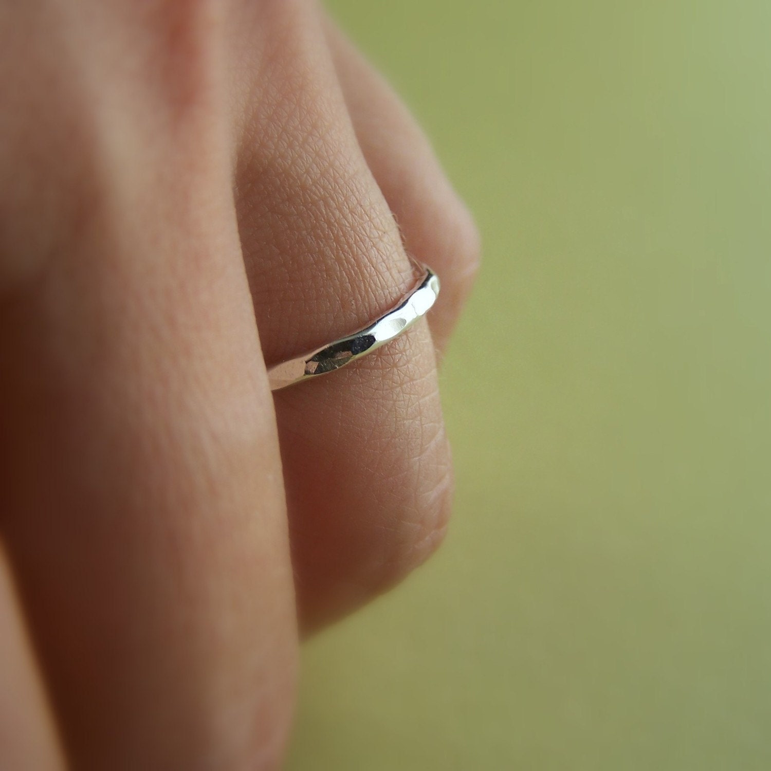 One Shimmer Ring - Size 6.5 - Hammered Sterling Silver
