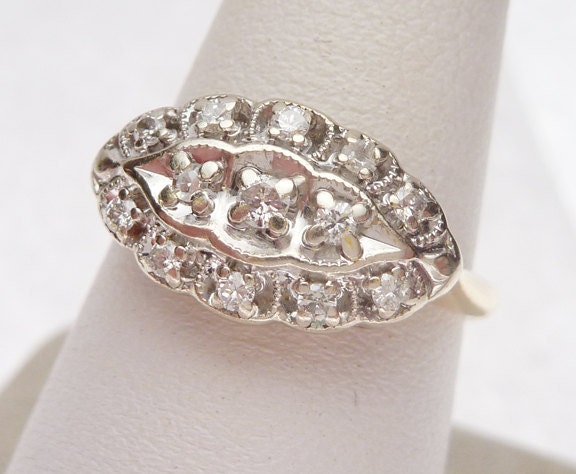 14kt 25 pt Diamond Princess Ring 1950s