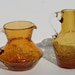 Vintage Mid Century Modern Amber Glass Mini Miniature Crackle Glass Pitchers Vases
