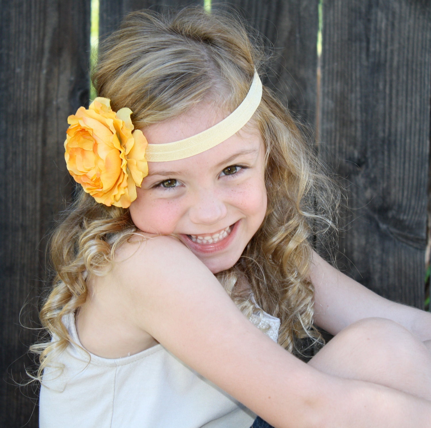 Lemon MERINGUE Ruffle Ranunculus Flower Headband with Jewel