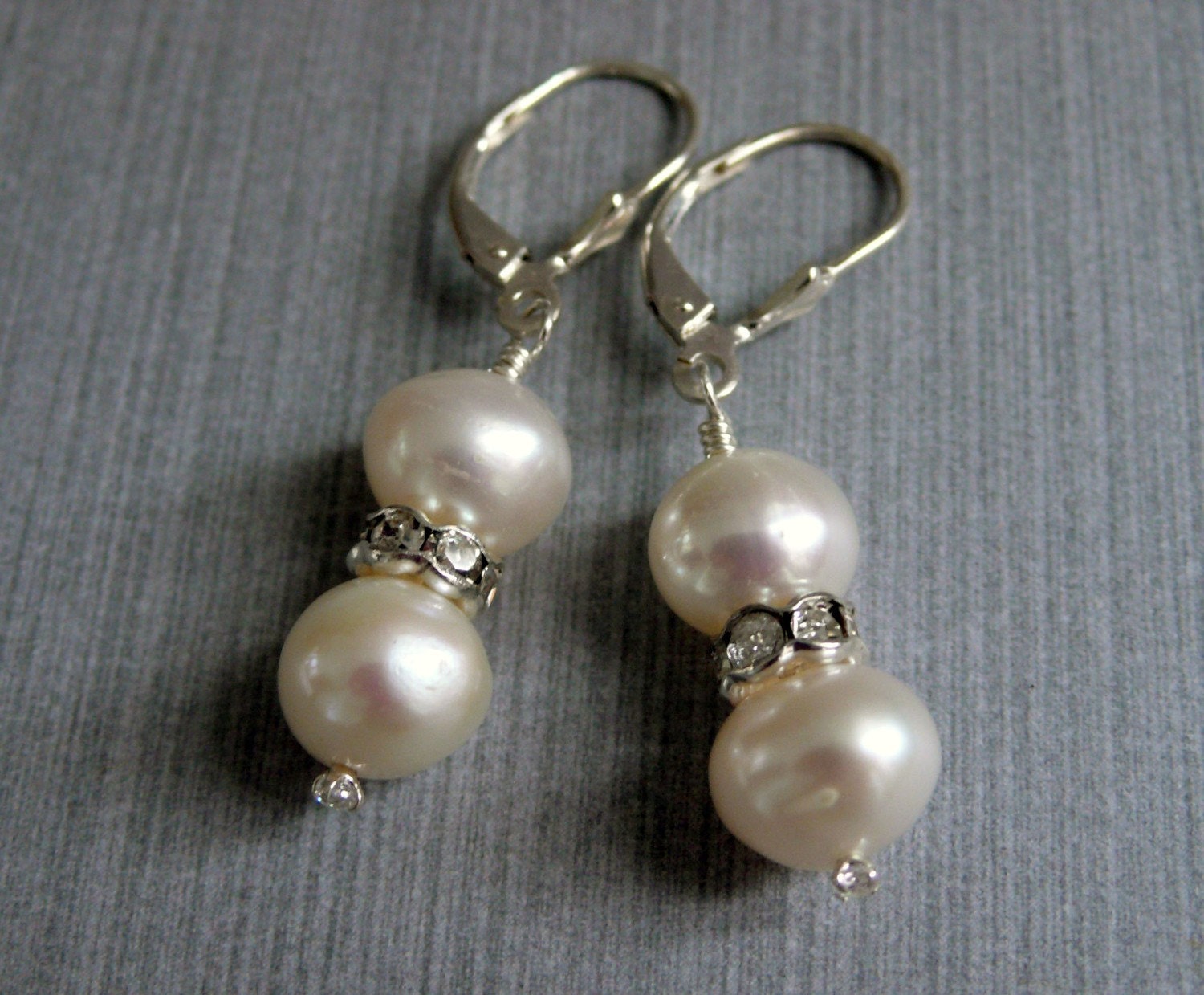 Freshwater Pearls and Swarovski Crystal Earrings on Sterling Silver